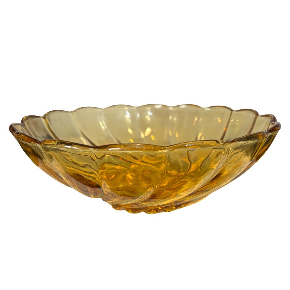 Hazel-Atlas Seashell Amber glass bowl